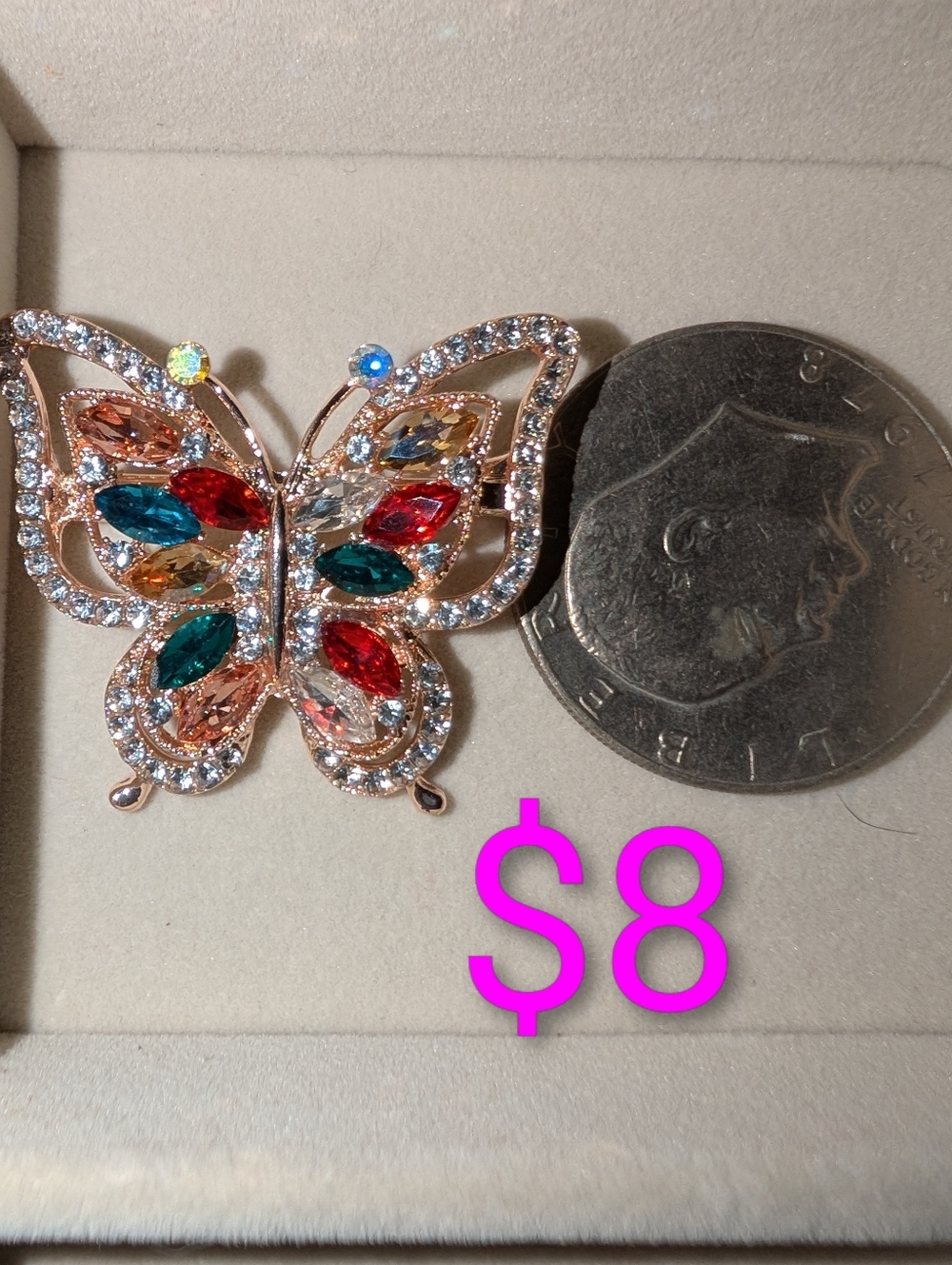 🆕 Multicolor Crystal Butterfly Brooch Pin - Elegant Women’s Brooch
